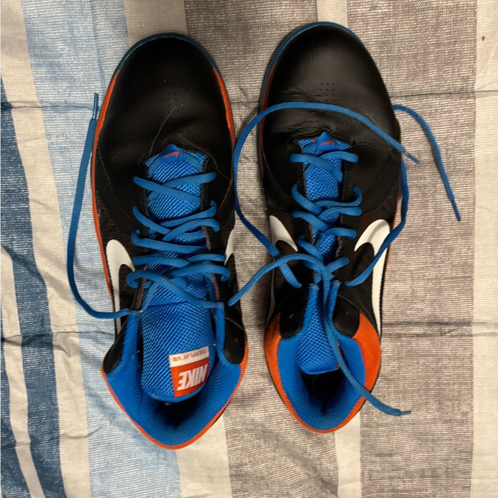 Nike Black and Blue Sneakers with Orange Trim